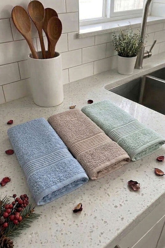 Set da 3 Asciugamani da Cucina Pastello Assortiti 2