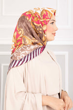 Série D'écharpes À Motif Patchwork Beige Foncé