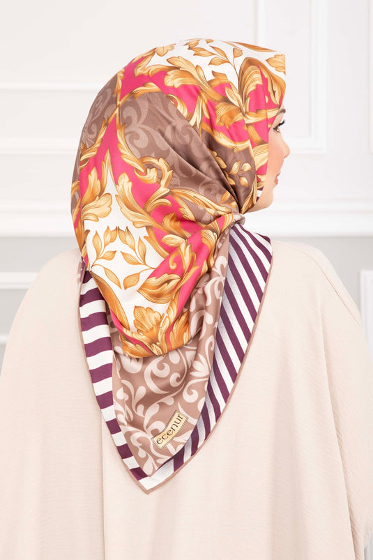 Patchwork Desen Eşarp Serisi Koyu Bej