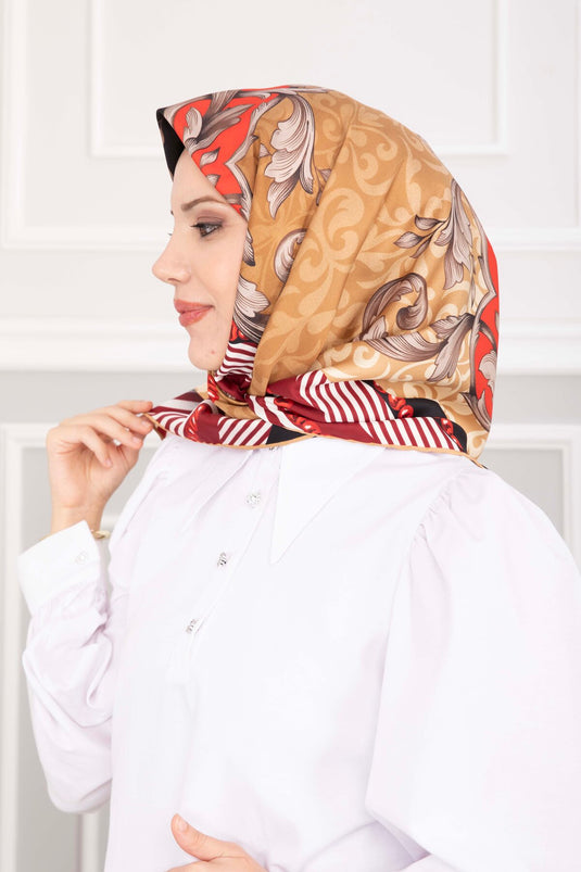 Patchwork Desen Eşarp Serisi Latte