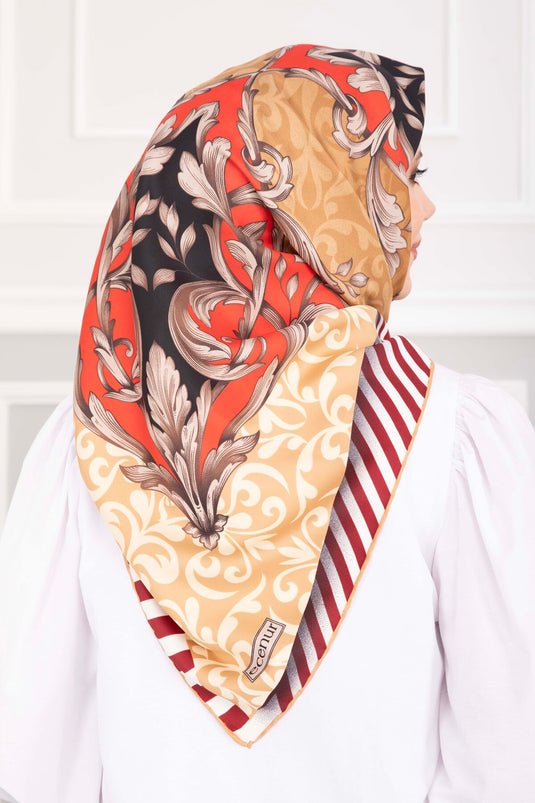 Patchwork Desen Eşarp Serisi Latte