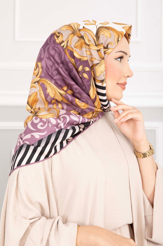 Patchwork Desen Eşarp Serisi Lila