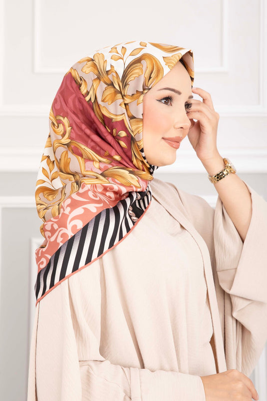 Patchwork Desen Eşarp Serisi Pudra