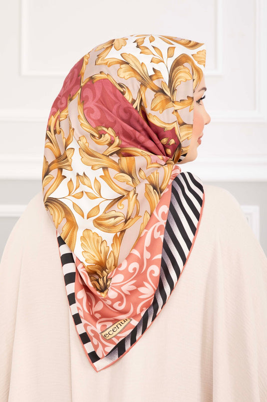 Patchwork Desen Eşarp Serisi Pudra