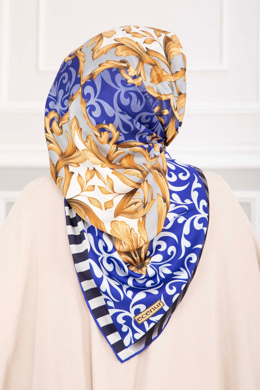 Patchwork Desen Eşarp Serisi Saks