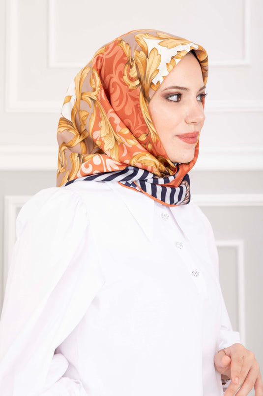 Patchwork Desen Eşarp Serisi Somon