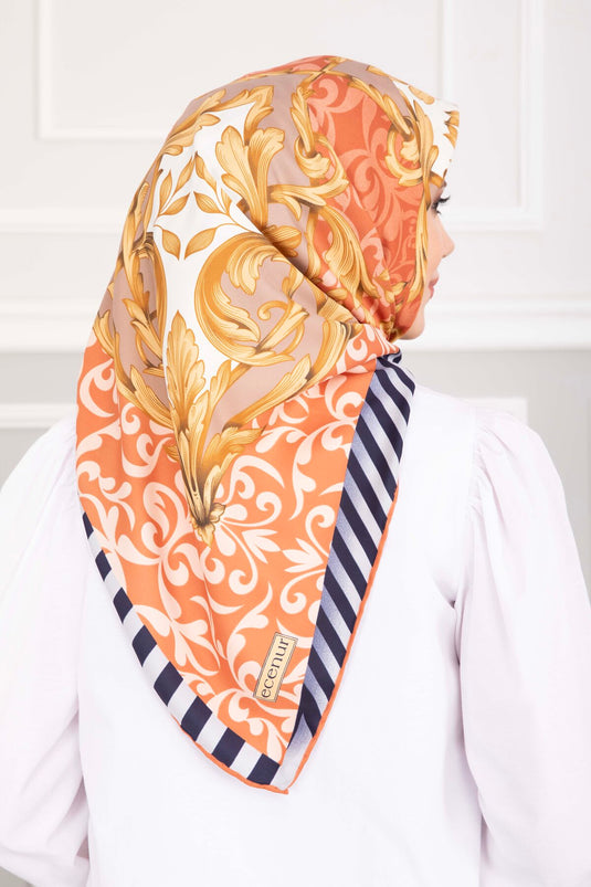 Patchwork Desen Eşarp Serisi Somon