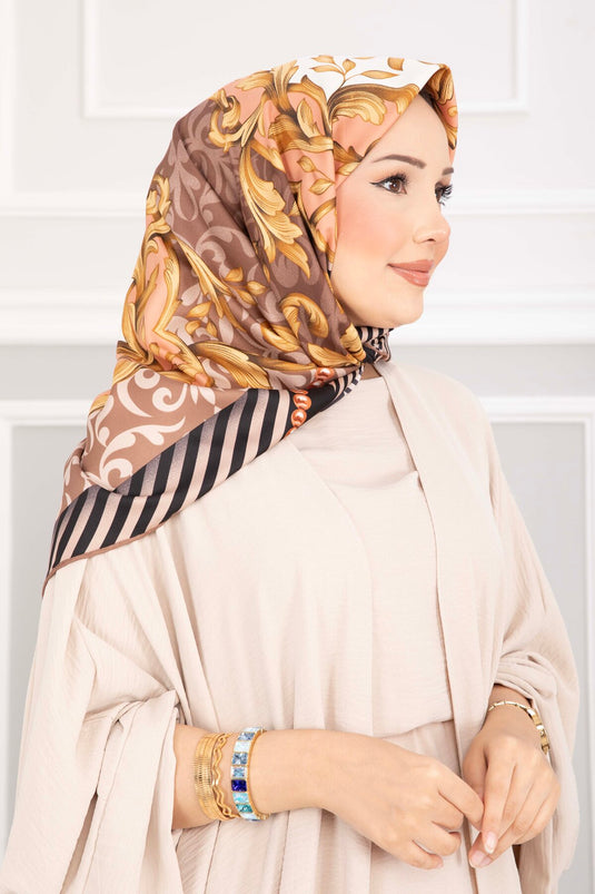 Patchwork Desen Eşarp Serisi Vizon