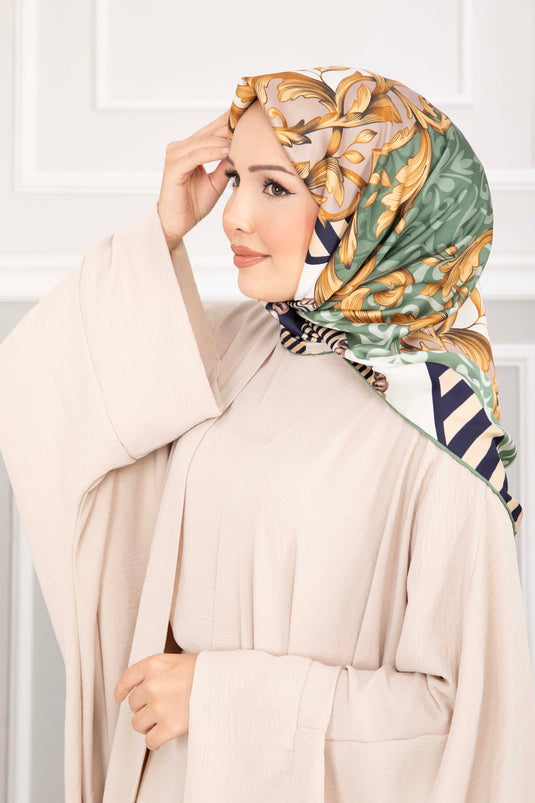 Patchwork Desen Eşarp Serisi Yeşil