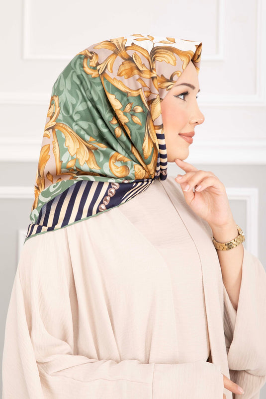 Patchwork Desen Eşarp Serisi Yeşil
