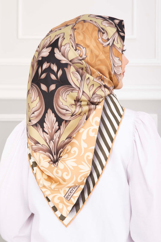 Patchwork Desen Eşarp Serisi Yeşil Olive