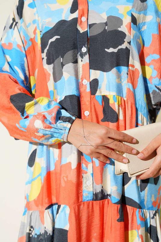 Plaid Patterned Dress Blue