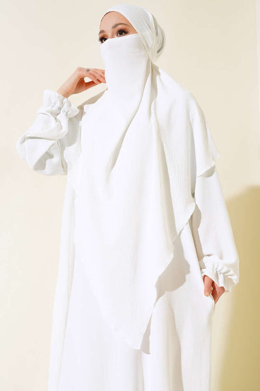 Abaya Large Voilée Blanc