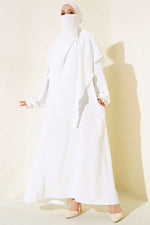 Abaya blanche large avec voile
