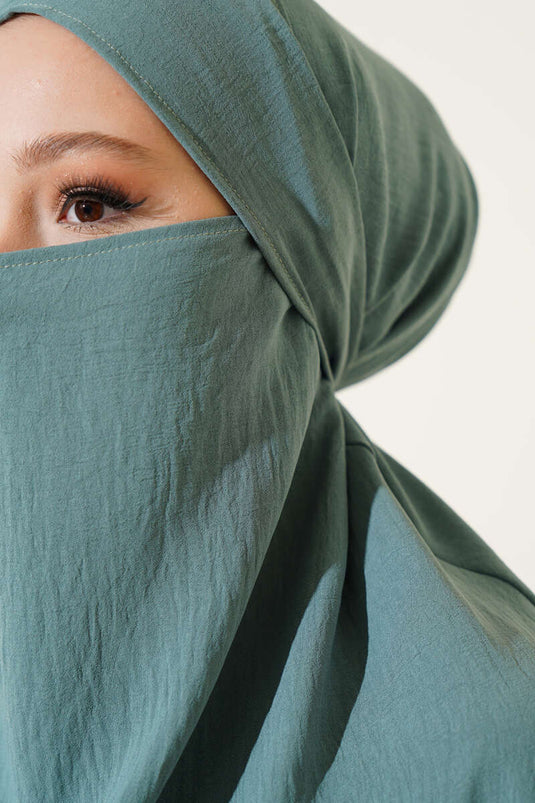 Peçeli Geniş Ferace Çağla Yeşili