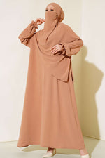 Abaya large voilée Camel
