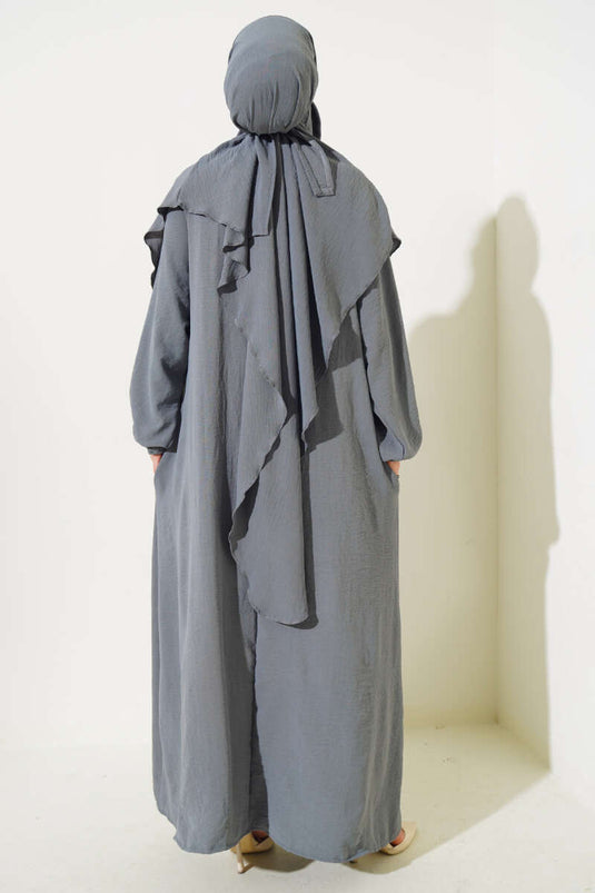 Shawl Collar Wide Abaya Gray