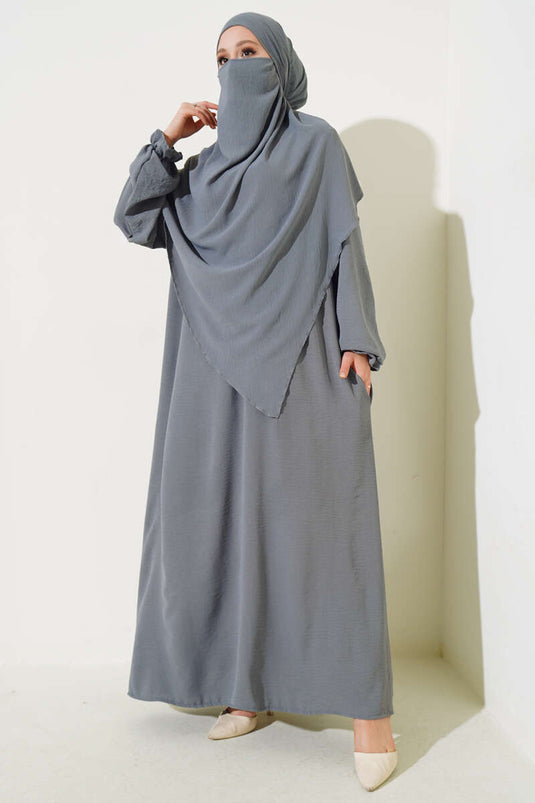 Shawl Collar Wide Abaya Gray