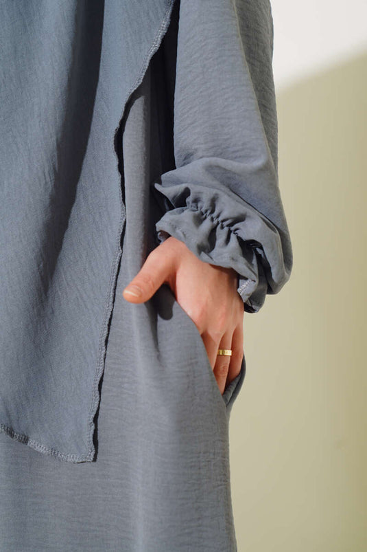 Shawl Collar Wide Abaya Gray