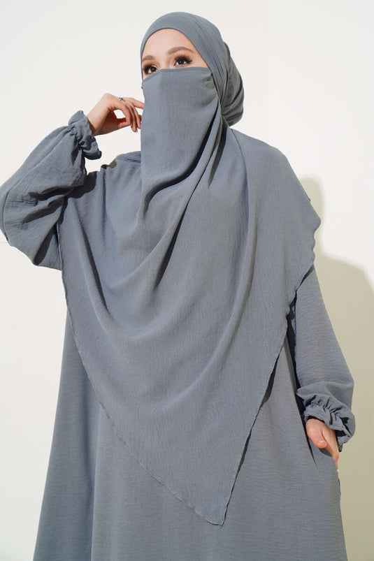 Weite Abaya mit Schleier Smoked