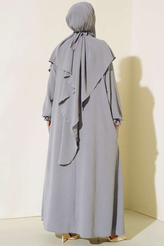 Abaya ancha con velo gris