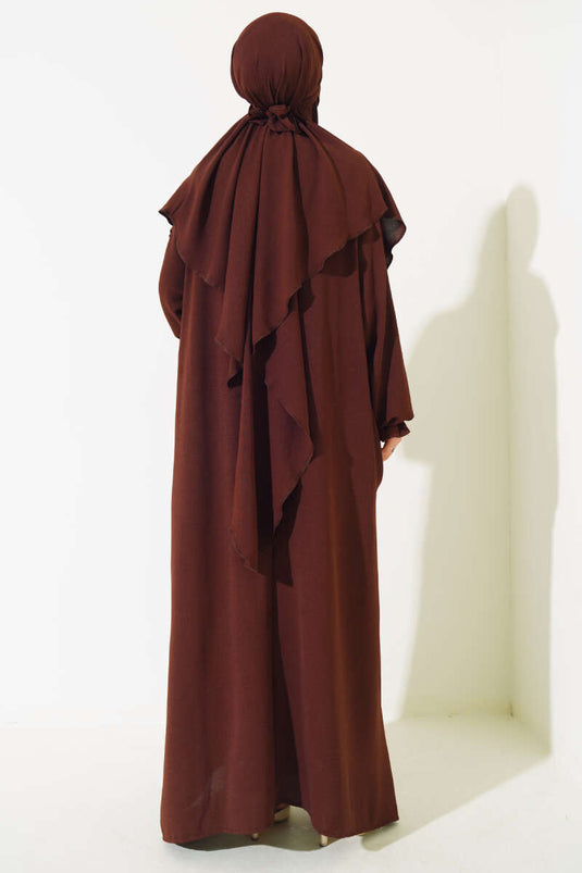 Abaya large avec voile marron