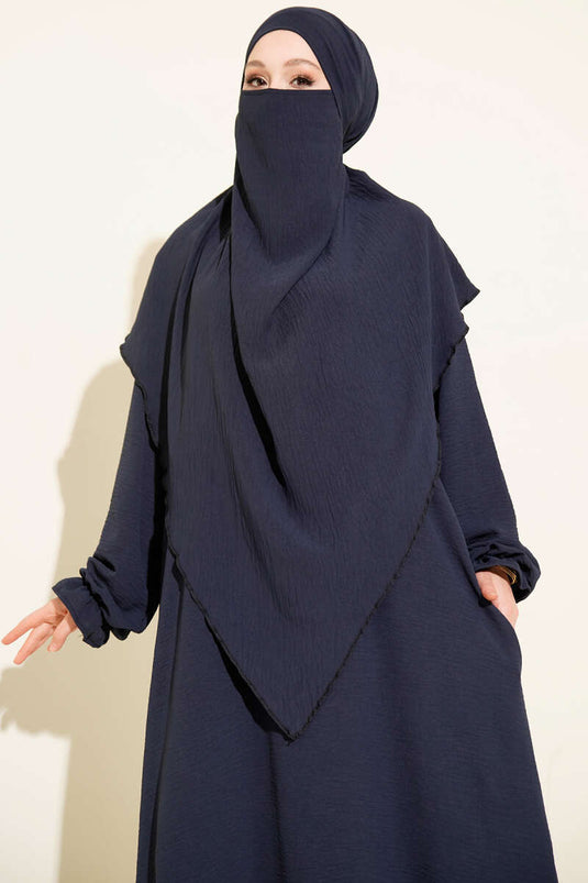 Ferace large à capuche bleu marine