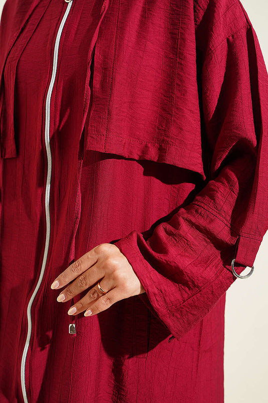 Bordeaux Kapuzenumhang Mit Cape-Details