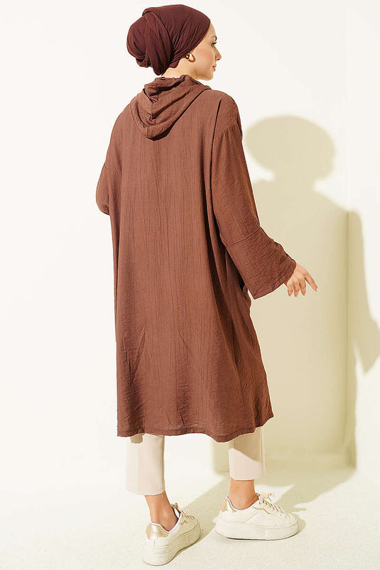 Kapuzencape Mit Cape-Details In Kaffee