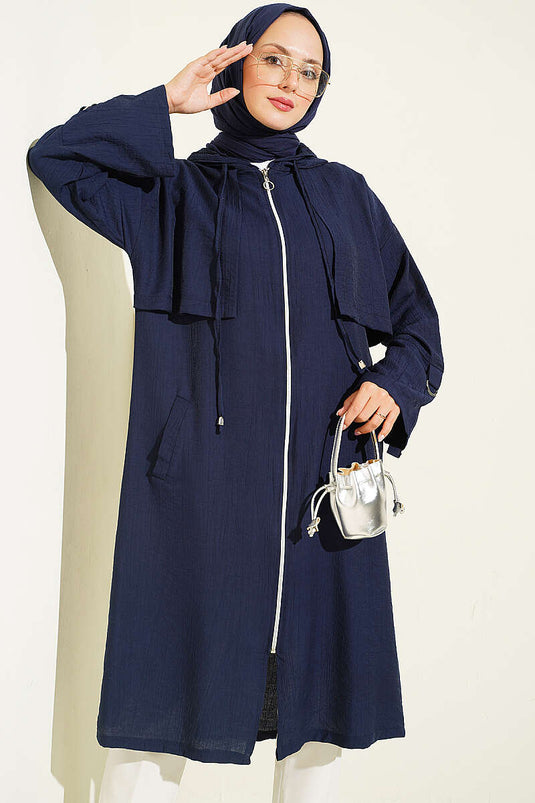 Marine Kapuzenumhang Mit Cape-Details