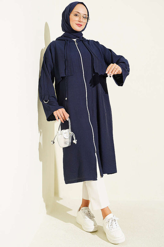 Marine Kapuzenumhang Mit Cape-Details