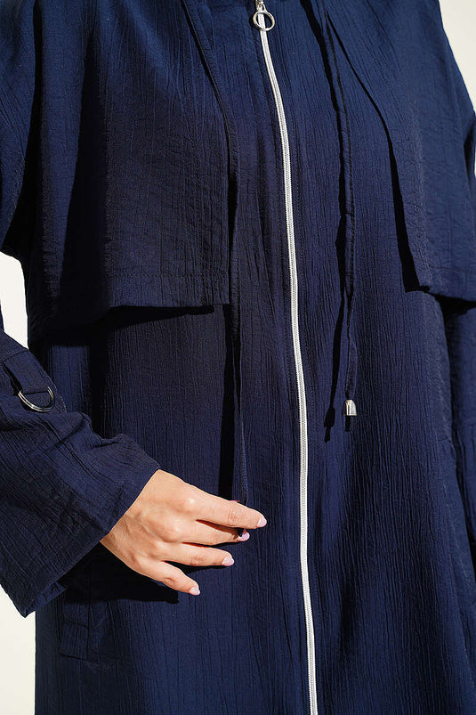 Marine Kapuzenumhang Mit Cape-Details
