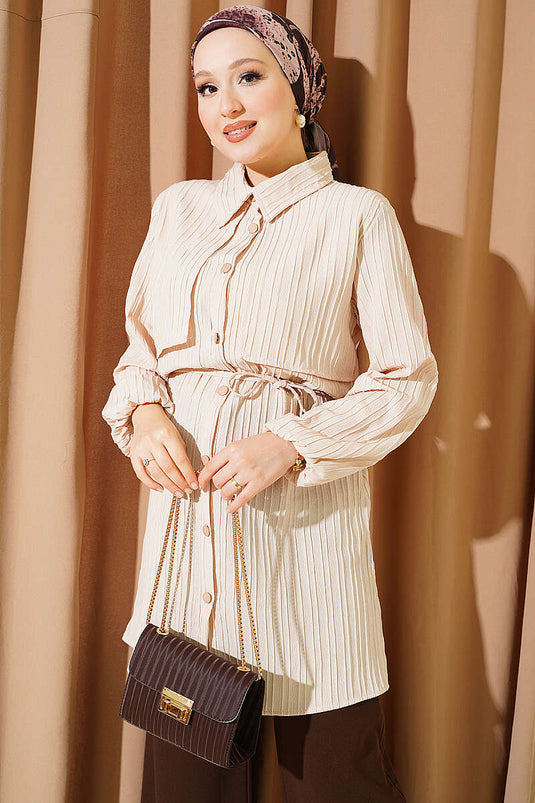 Beige Pelerin Met Strikdetail