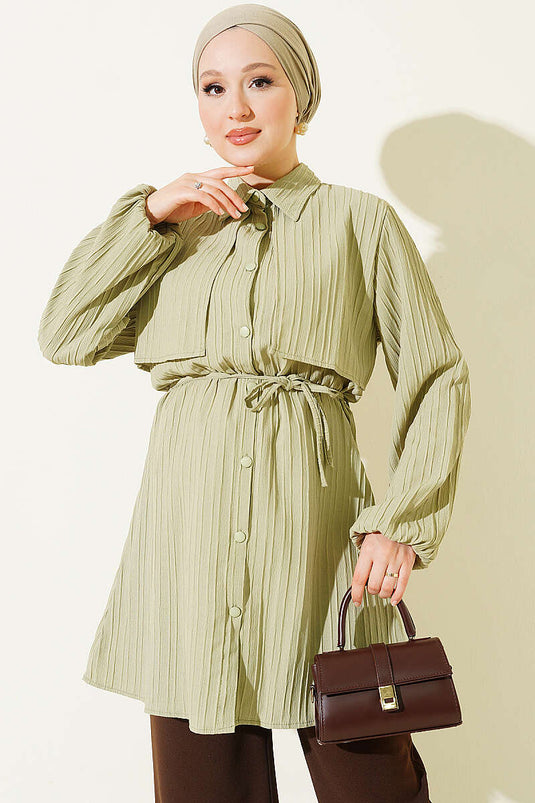 Gilet Avec Nœud Et Chemise Vert Calla