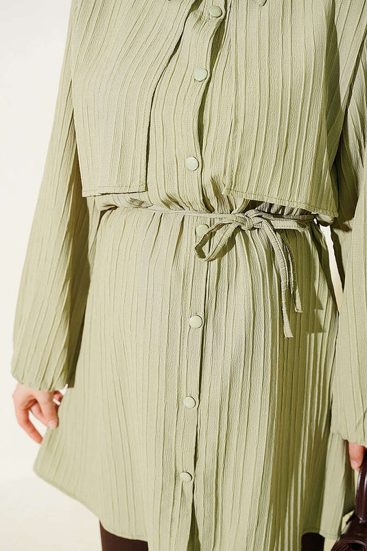 Gilet Avec Nœud Et Chemise Vert Calla