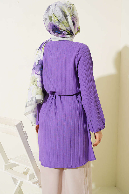 Camicia Con Mantella Lilla Con Dettaglio A Nodo