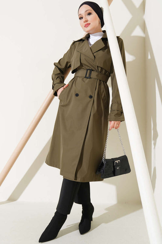 Trench avec Cape et Epaulettes Kaki