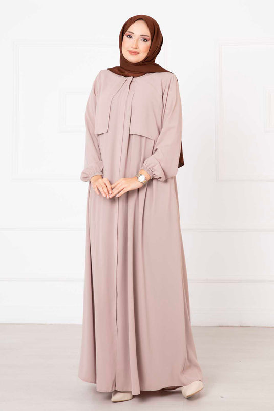 Umhang mit Reißverschluss Abaya Beige