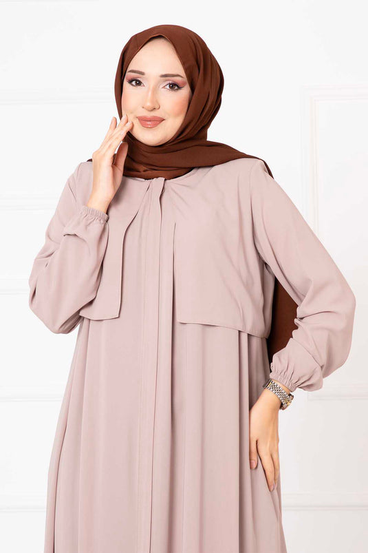 Umhang mit Reißverschluss Abaya Beige