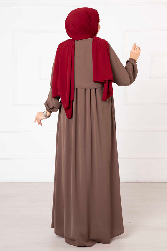 Hooded Zippered Abaya Mink