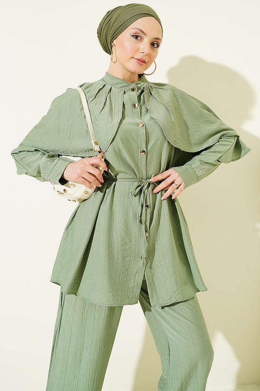 Green Cloak Set with Gold Buttons