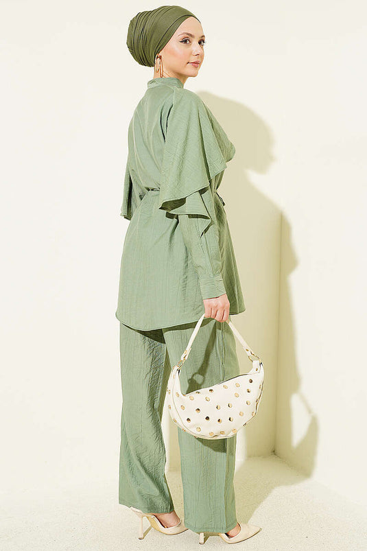 Green Cloak Set with Gold Buttons