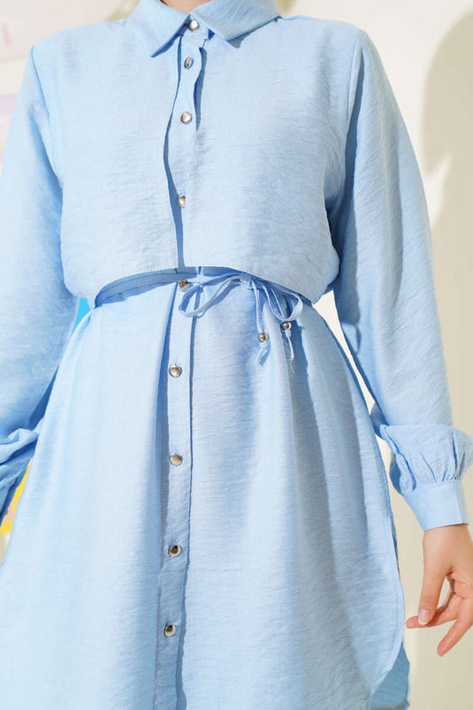 Ensemble deux pièces bleu avec capuche et cordon de serrage
