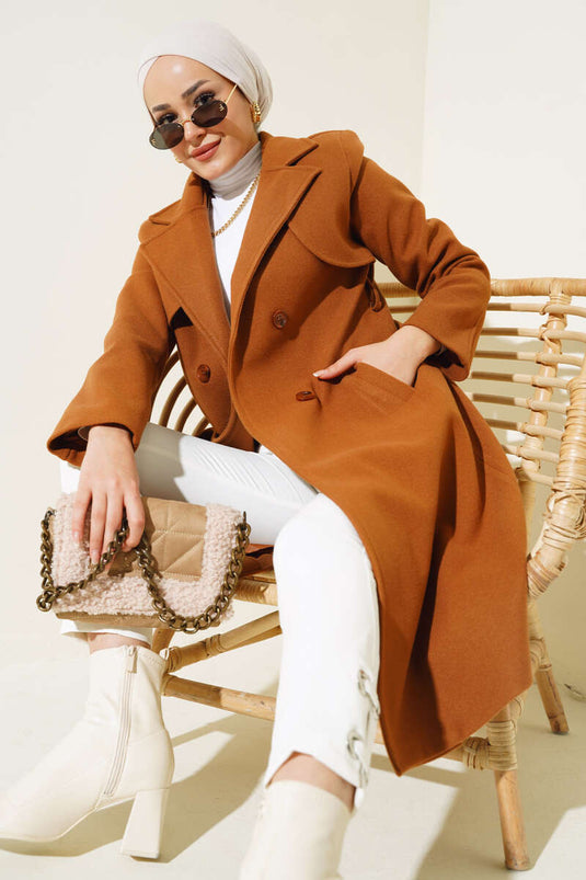 Cape ceinturée en cachemire beige