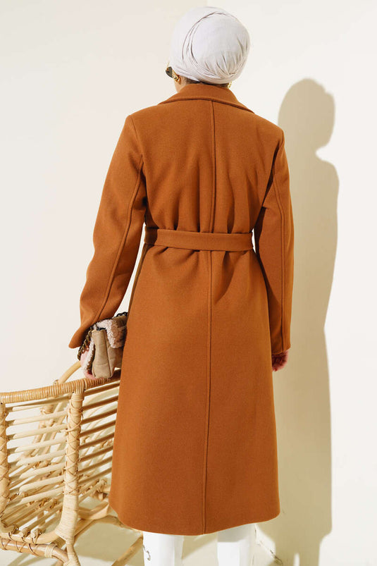 Cape Belted Cashmere Coat Tan
