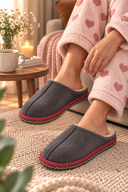 Chaussons D'intérieur Peluche Anthracite