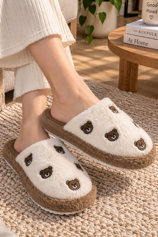 Peluş Figürlü Ev Terliği Kahve