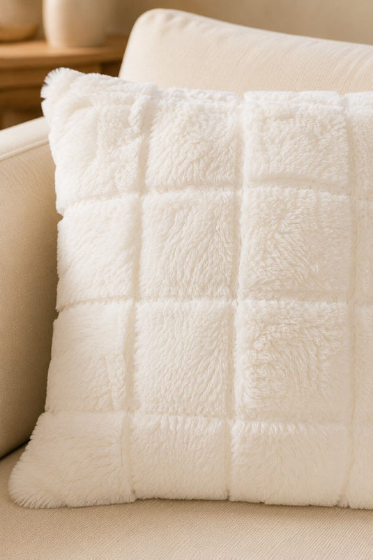 Housse de coussin en peluche pour canapé - Coussin écru