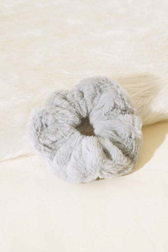 Boucle Élastique Peluche Gris