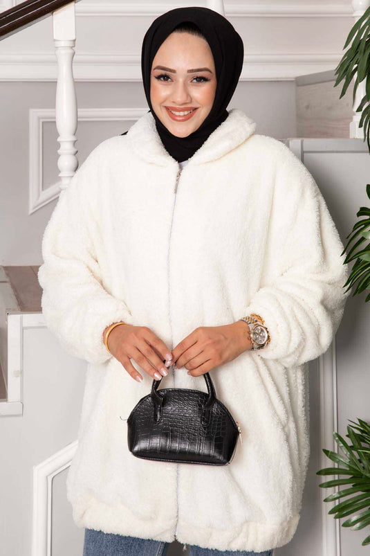 Manteau Peluche Ecru